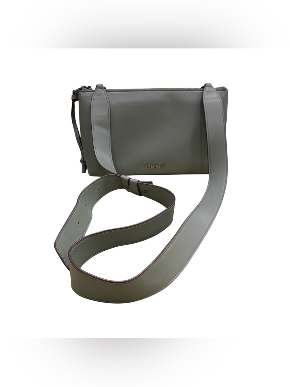 DKNY Olive Leather Crossbody with Wide Strap